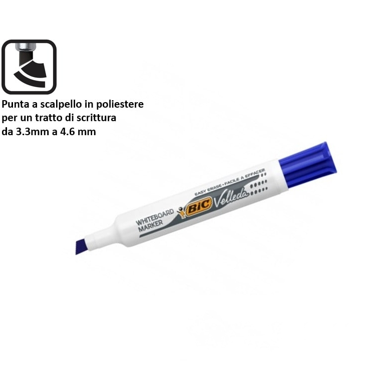 Marcatore Bic Velleda 1791 punta scalpello blu confezione da 12