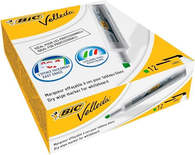 Marcatore Bic Velleda 1791 punta scalpello verde confezione da 12