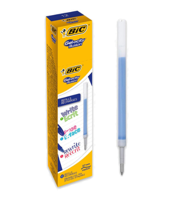 Ricarica Penna gel Bic Gelocity Illusion blu punta 0.7mm scatola da 12