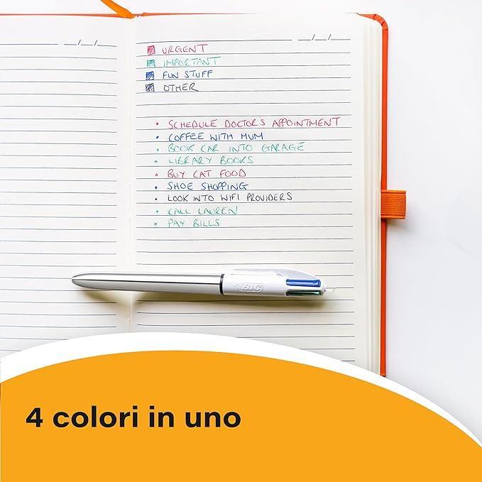 Penna a sfera Bic 4 colori Shine 1mm confezione da 12