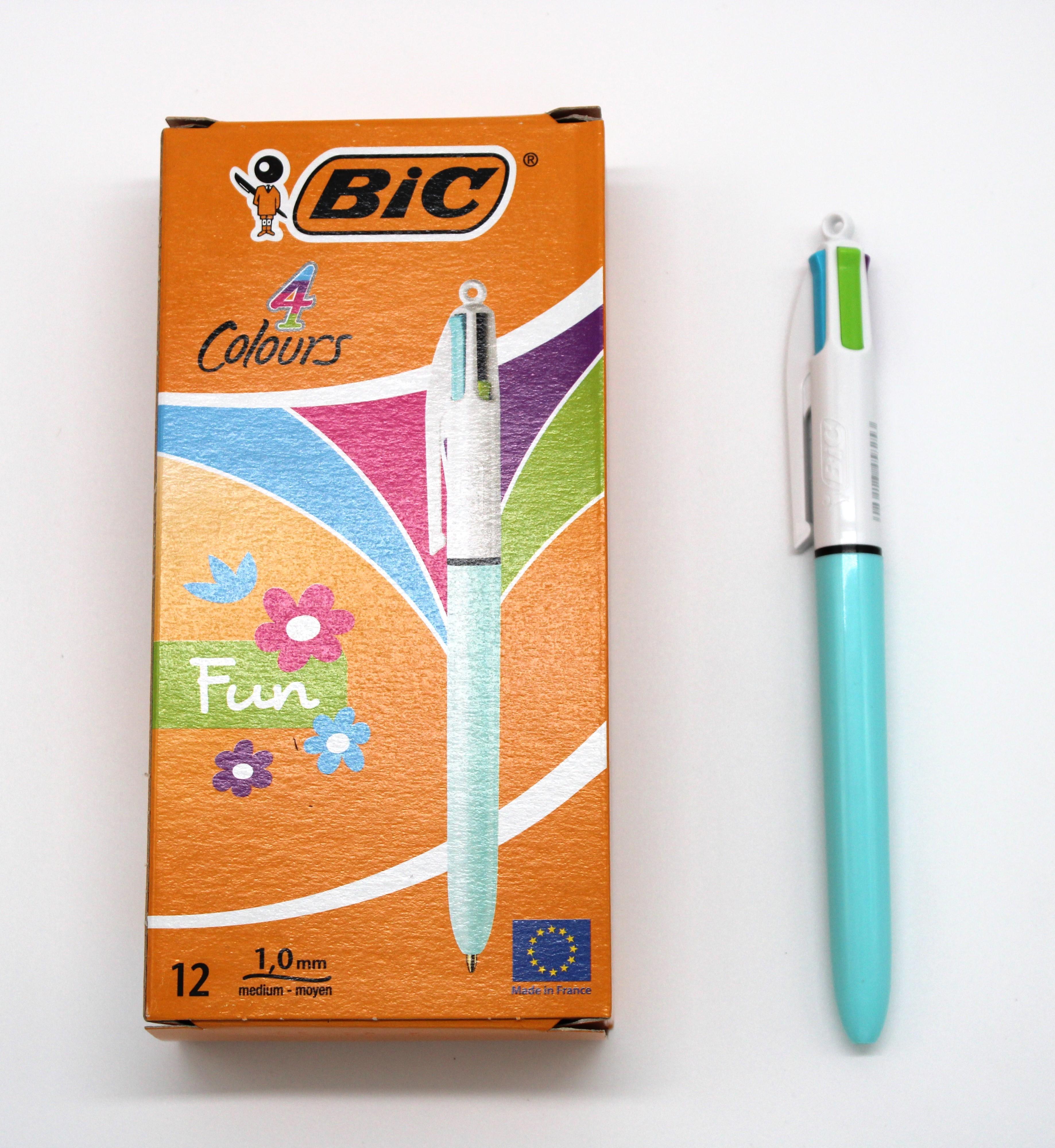 Penna a sfera Bic 4 colori Fun 1mm confezione da 12