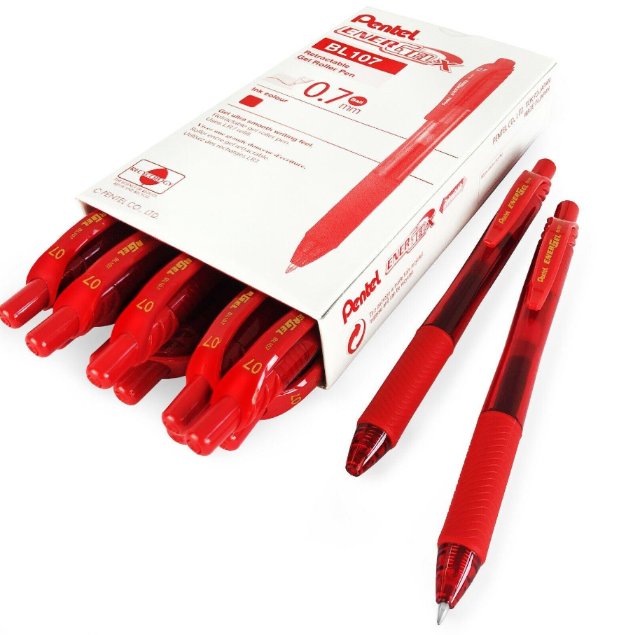 Penna a scatto Pentel Energel X BL107 Rosso 0.7mm confezione da 12