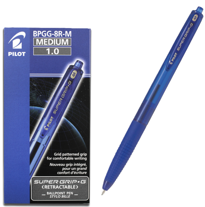 Penna a sfera Pilot blu super grip-G M 1.0mm confezione da 12