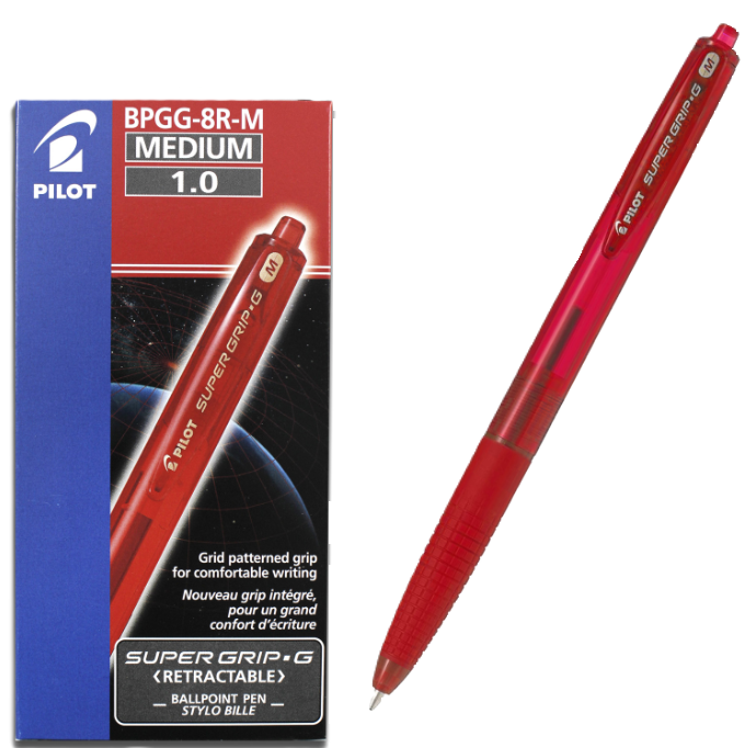 Penna a sfera Pilot rossa super grip-G M 1.0mm confezione da 12