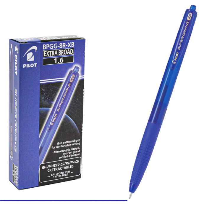 Penna a sfera Pilot blu super grip-G XB 1.6mm confezione da 12
