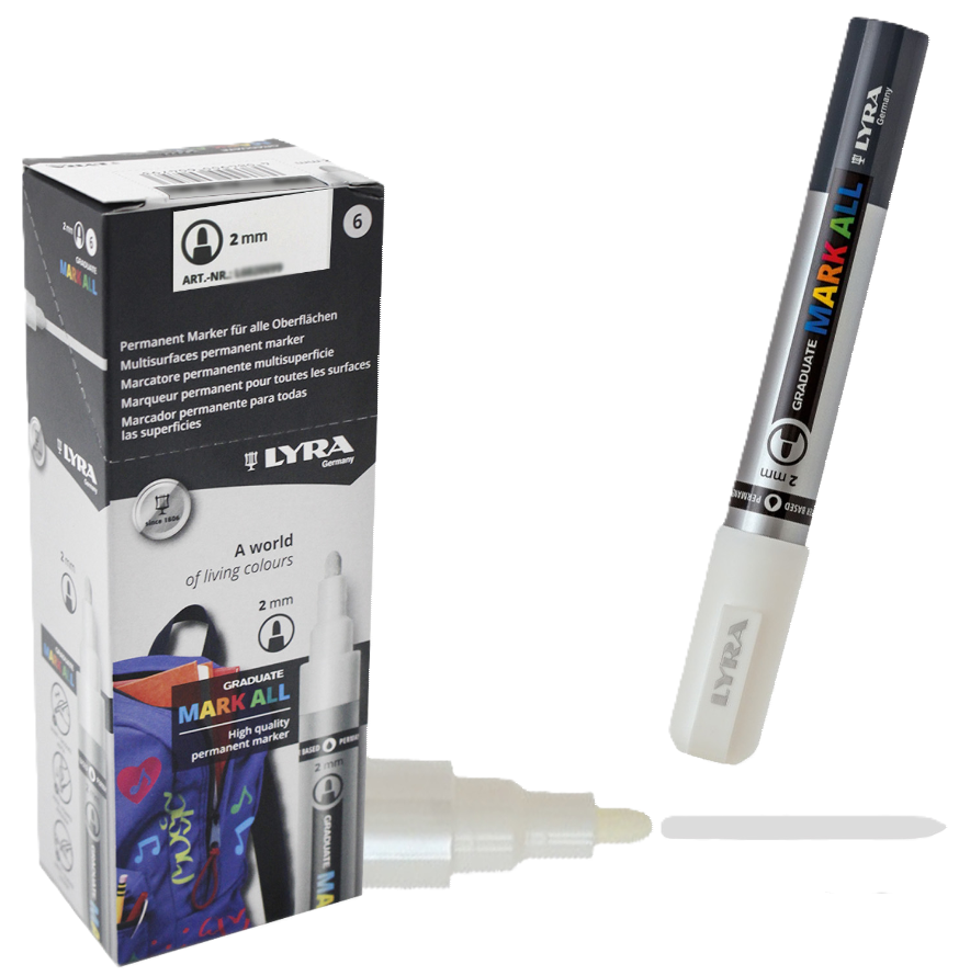 Marcatore Lyra mark all 2mm bianco confezione da 6