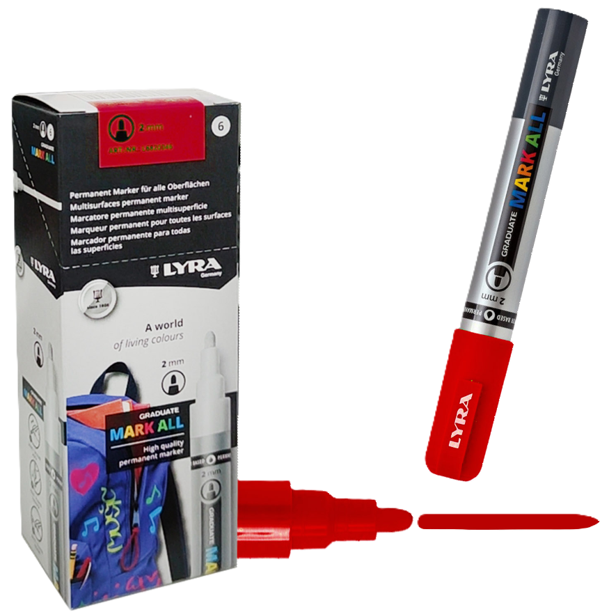 Marcatore Lyra mark all 2mm rosso confezione da 6