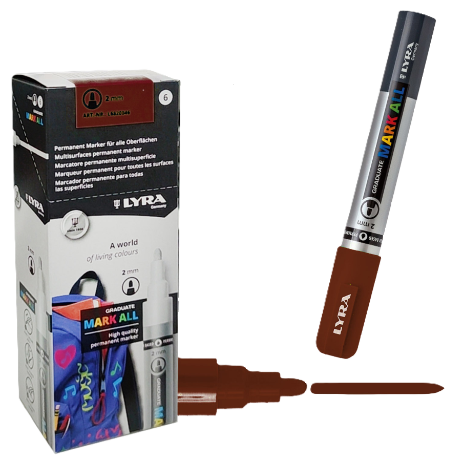 Marcatore Lyra mark all 2mm marrone confezione da 6