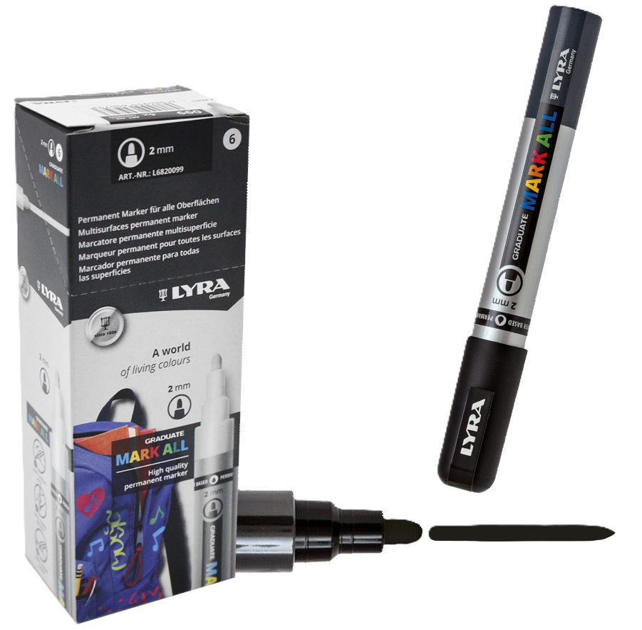 Marcatore Lyra mark all 2mm nero confezione da 6