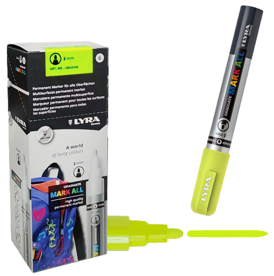 Marcatore Lyra mark all 2mm giallo fluo confezione da 6