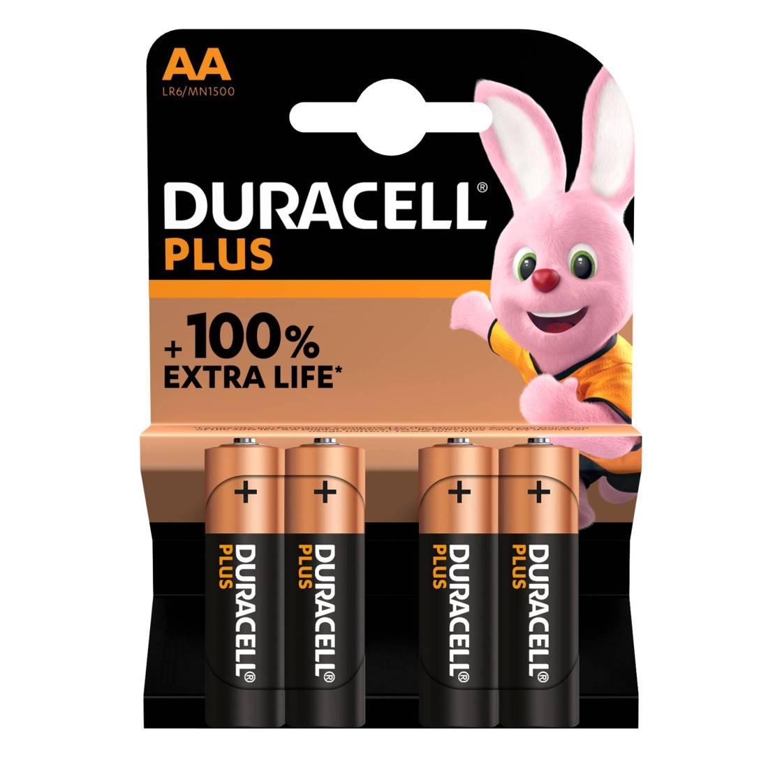 Batterie alcaline Duracell Plus AA blister da 4
