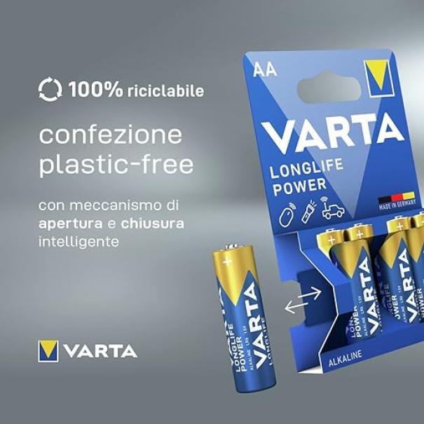 Batteria Varta Longlife power stilo AA blister da 4