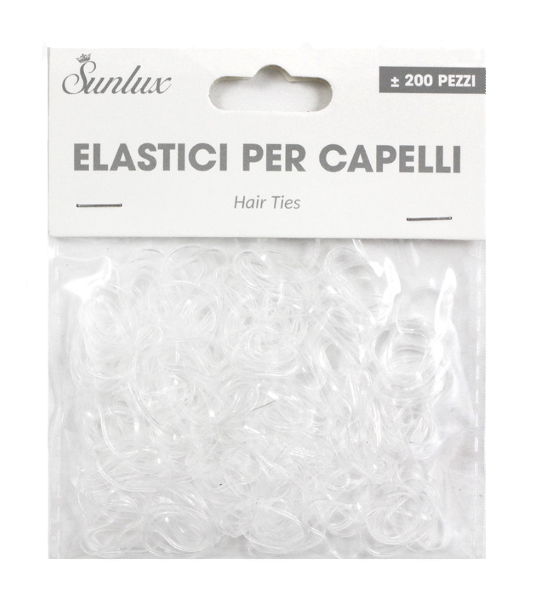 Elastici per capelli trasparenti Sunlux confezione da 200