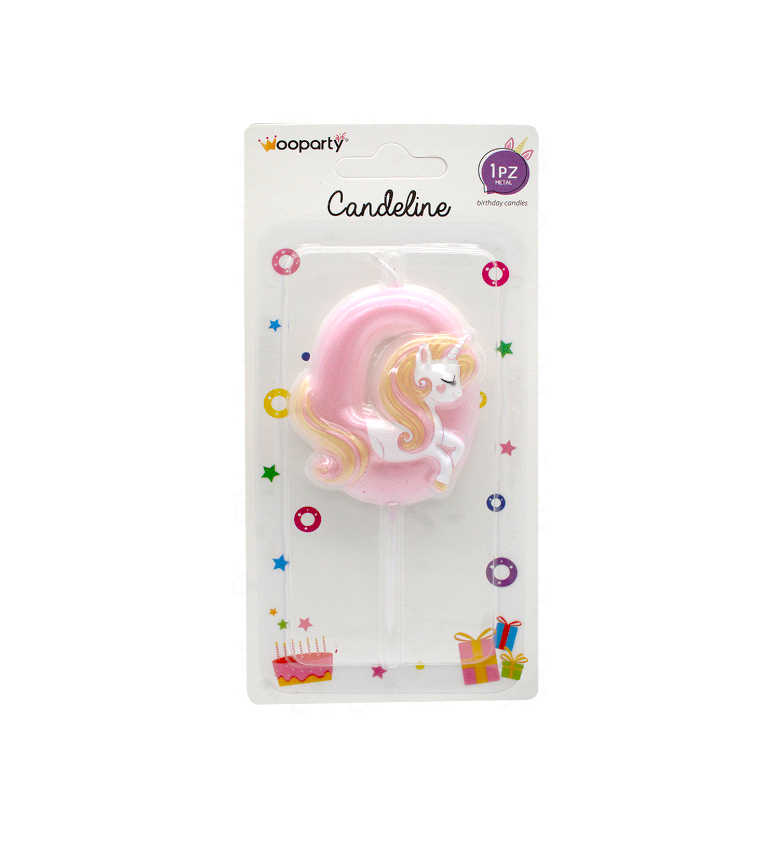 Candelina Unicorn N.0 colore rosa 11cm
