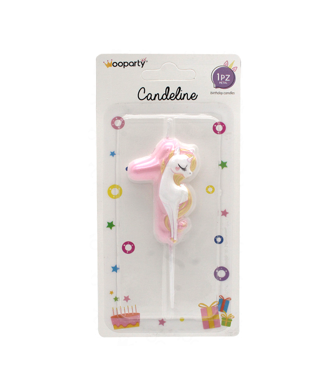 Candelina Unicorn N.1 colore rosa 11cm