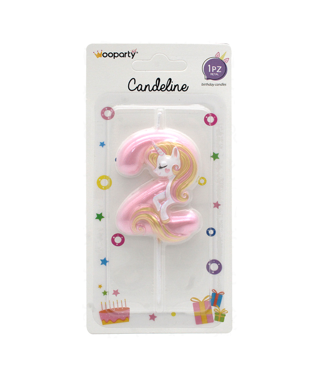 Candelina Unicorn N.2 colore rosa 11cm