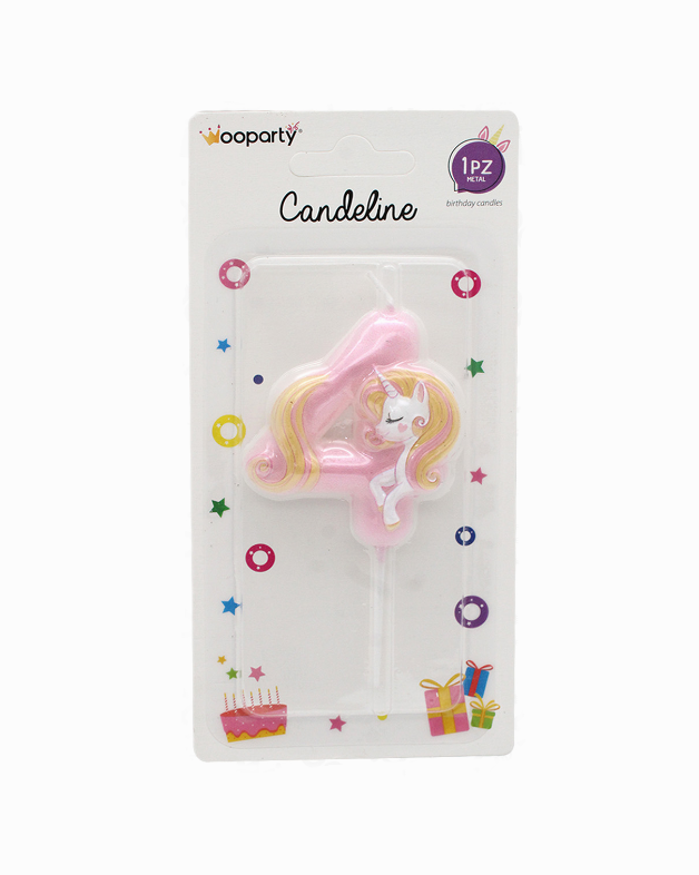 Candelina Unicorn N.4 colore rosa 11cm
