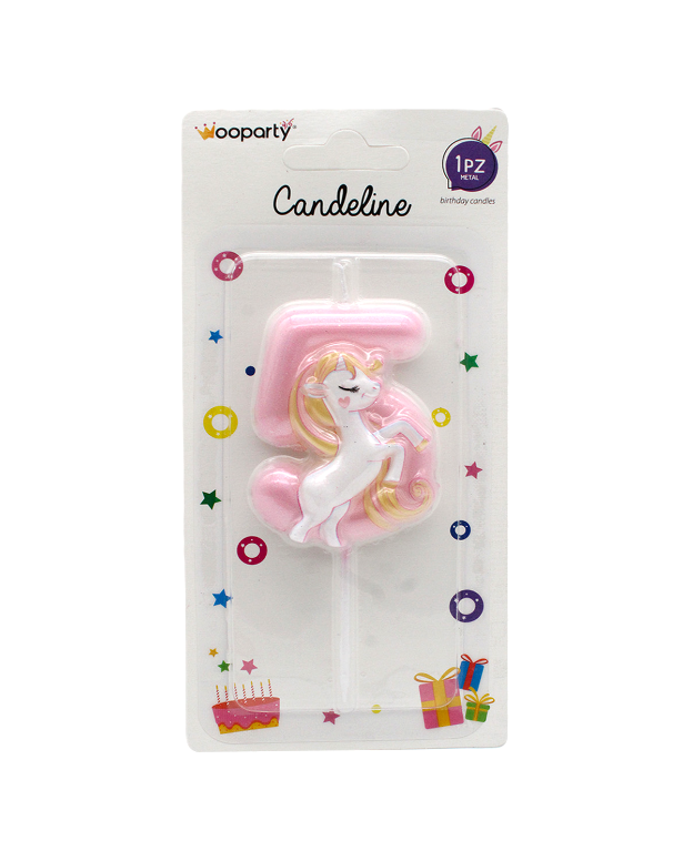 Candelina Unicorn N.5 colore rosa 11cm