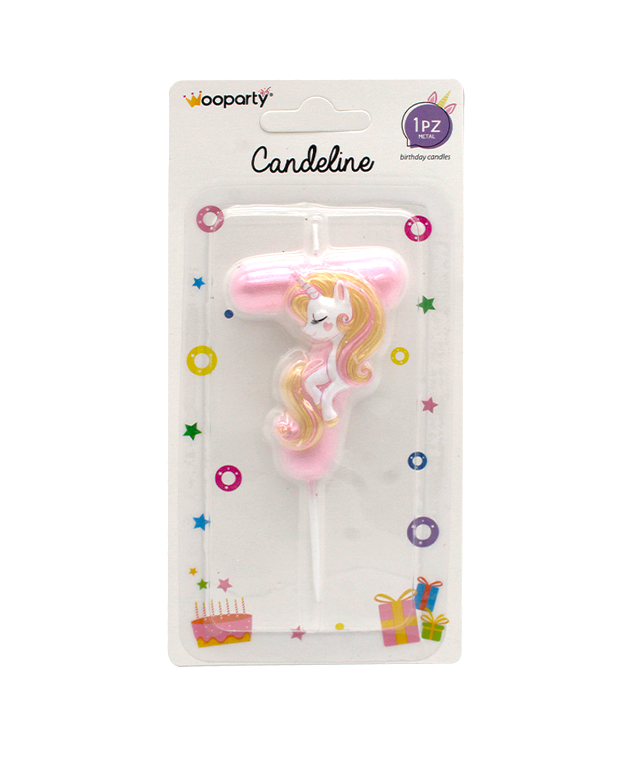 Candelina Unicorn N.7 colore rosa 11cm