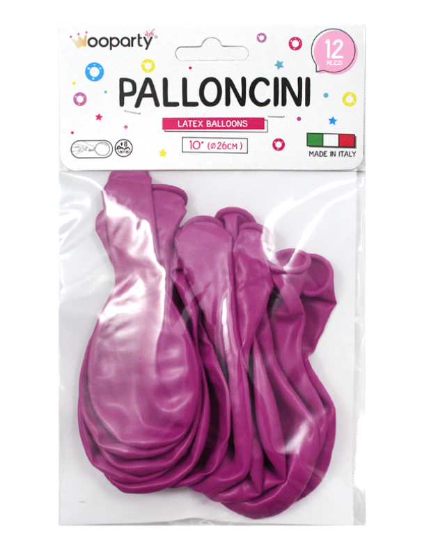 Palloncini colore fucsia 10'' confezione da 12 pezzi