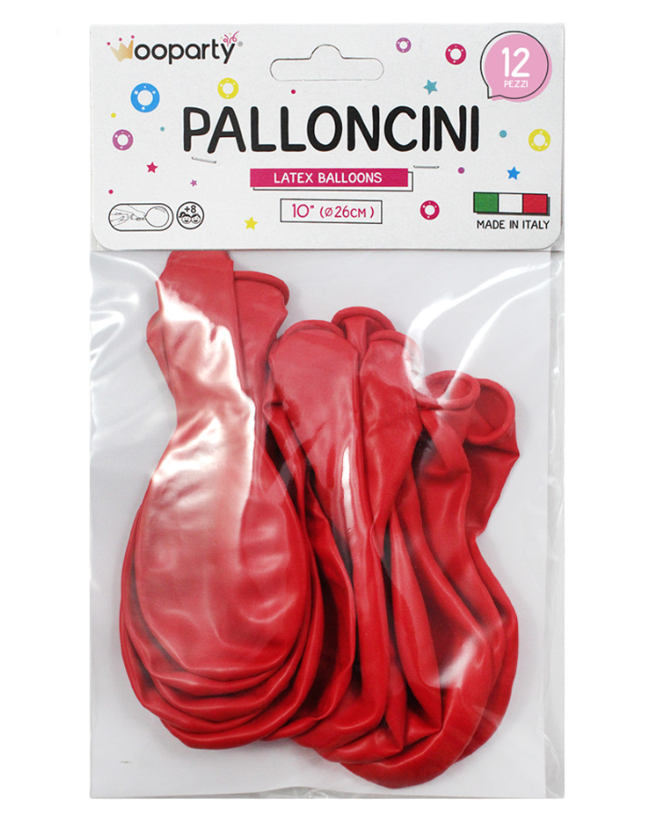 Palloncini colore rosso 10'' confezione da 12 pezzi