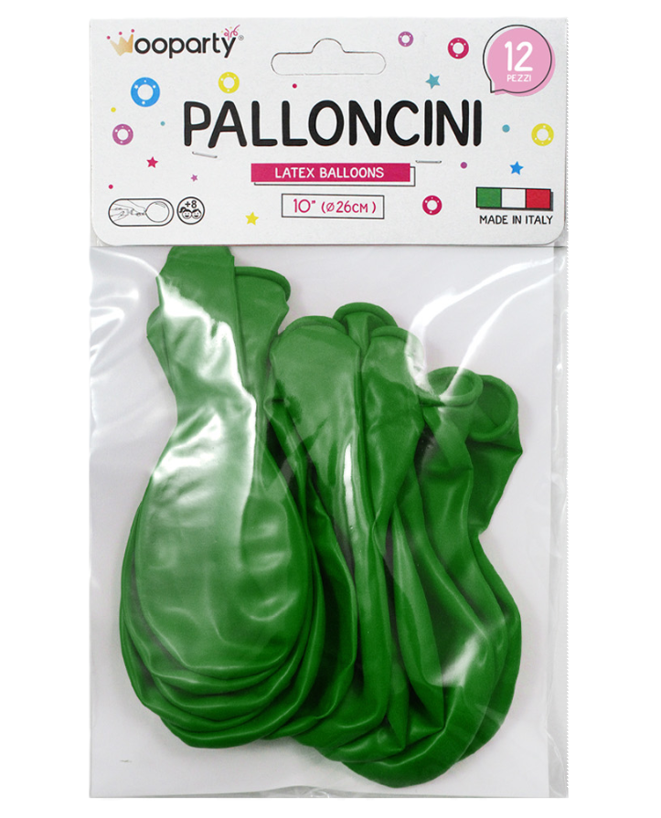 Palloncini colore verde 10'' confezione da 12 pezzi