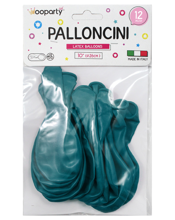 Palloncini colore turchese 10'' confezione da 12 pezzi