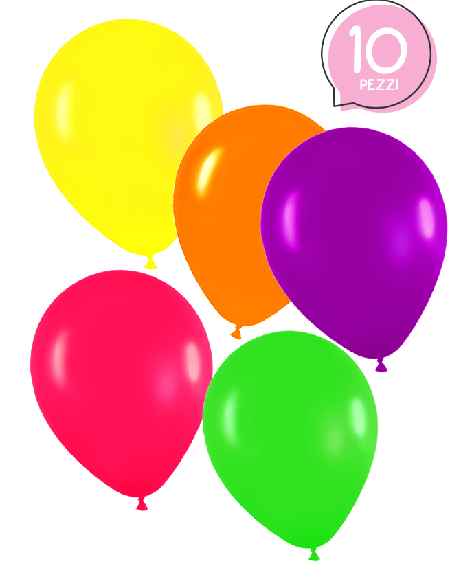 Palloncini colori assortiti fluo 10'' confezione da 10 pezzi