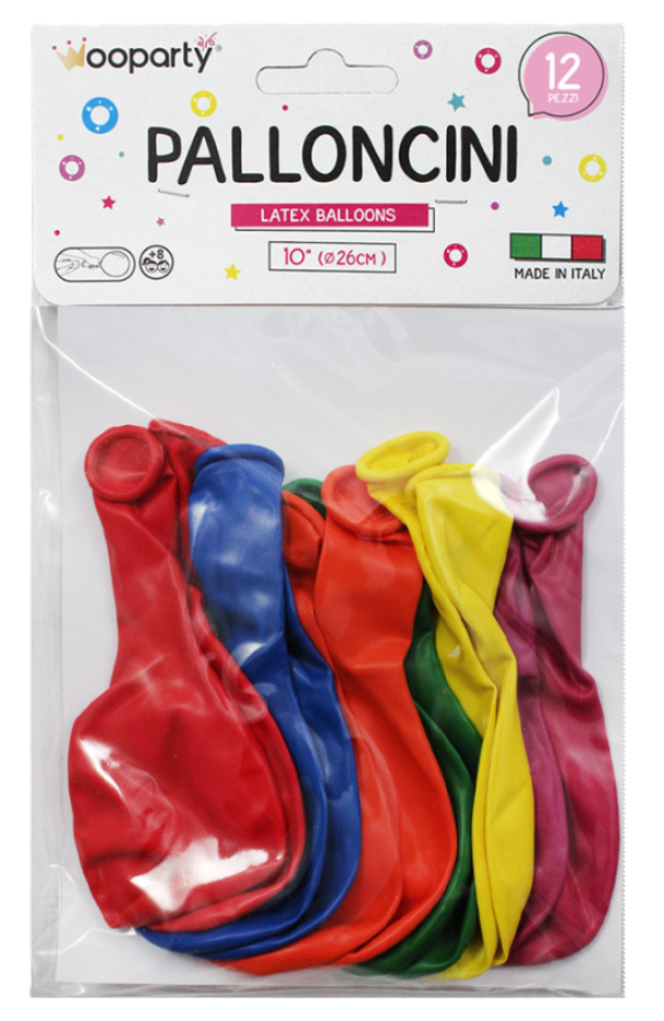 Palloncini colori assortiti 10'' confezione da 12