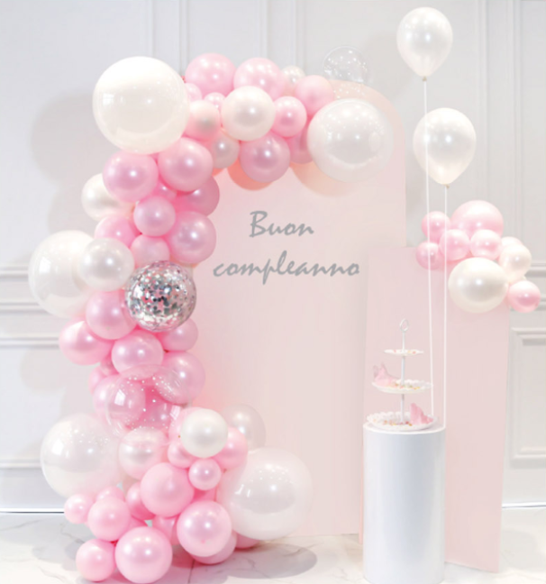 Set palloncini colore rosa e bianco confezione da 100