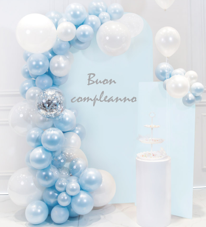 Set palloncini colore celeste e bianco confezione da 100