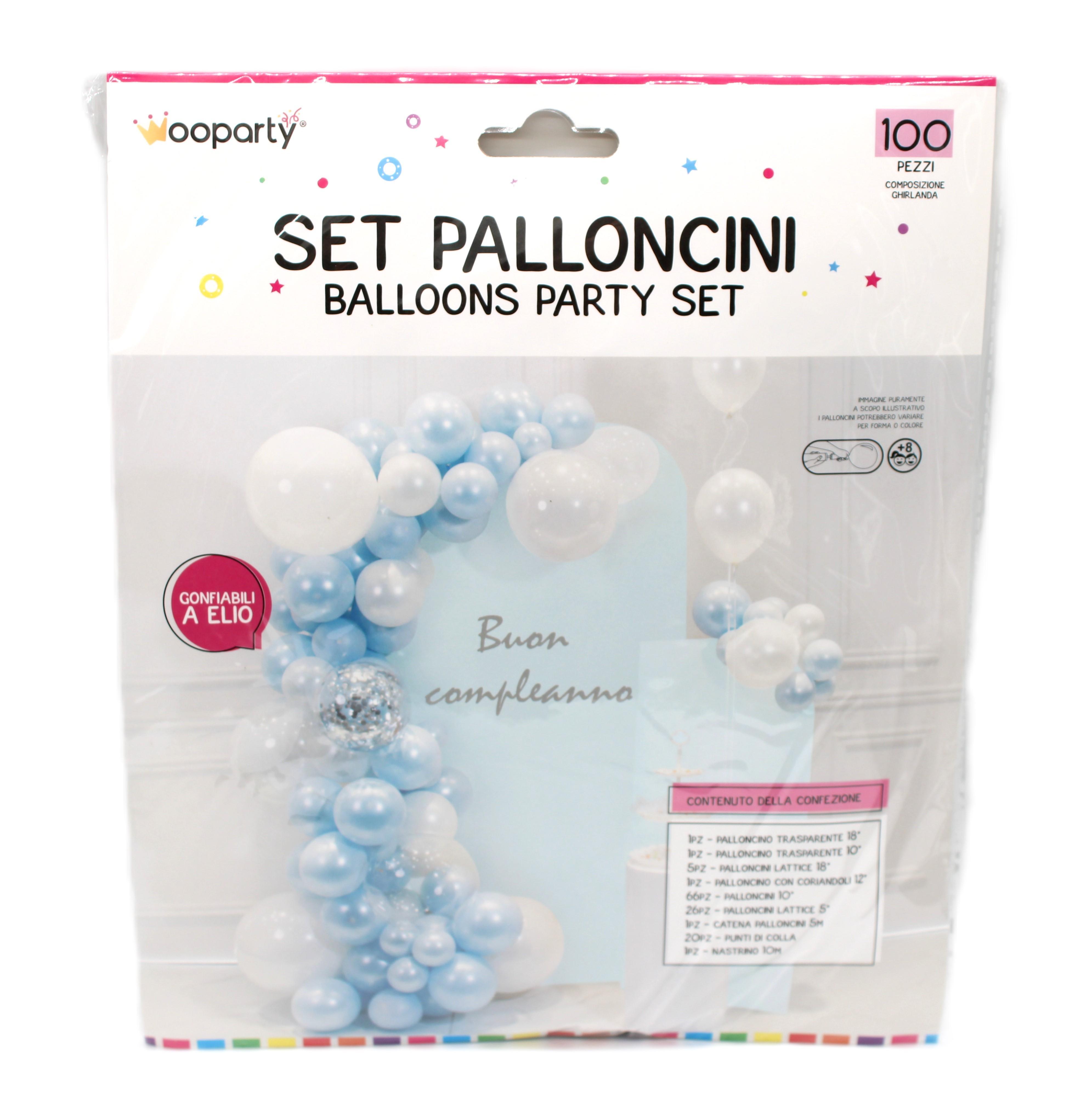 Set palloncini colore celeste e bianco confezione da 100