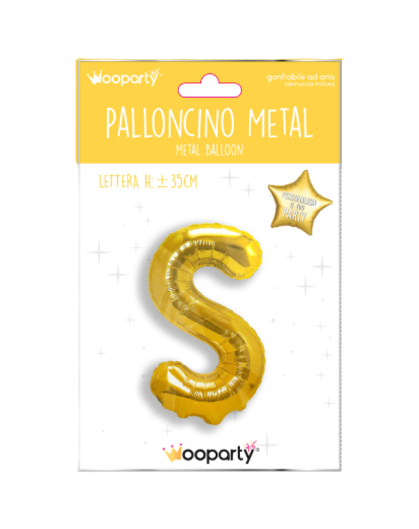 Palloncino lettera S oro metal 35cm