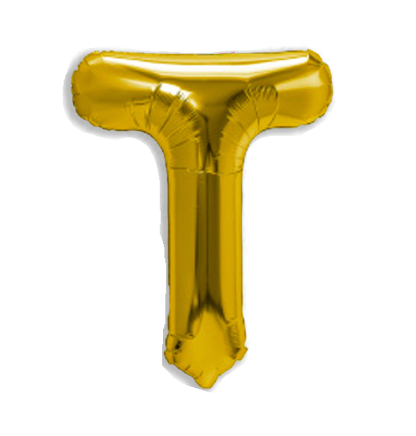 Palloncino lettera T oro metal 35cm