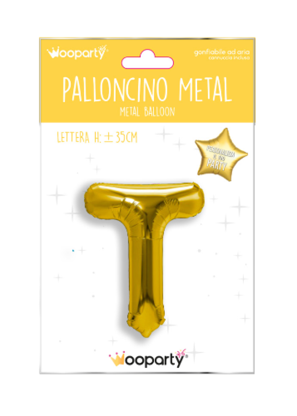 Palloncino lettera T oro metal 35cm