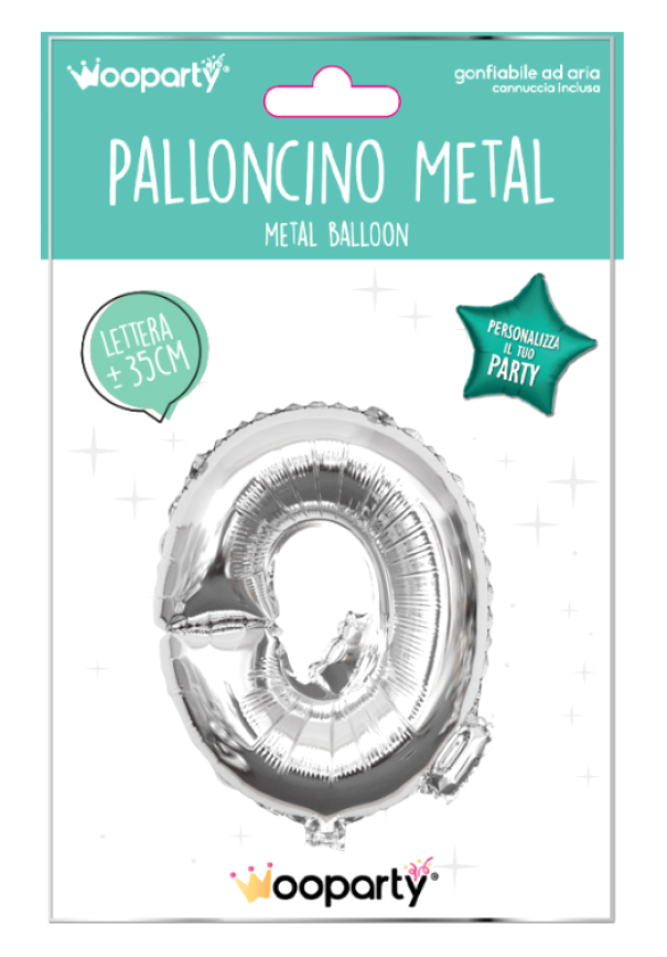 Palloncino lettera Q argento metal 35cm