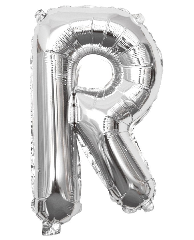 Palloncino lettera R argento metal 35cm