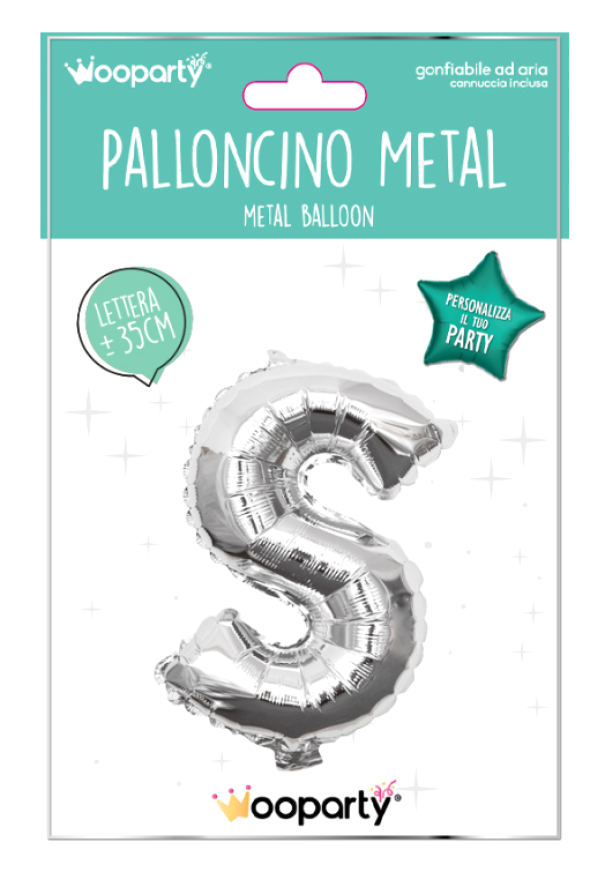 Palloncino lettera S argento metal 35cm