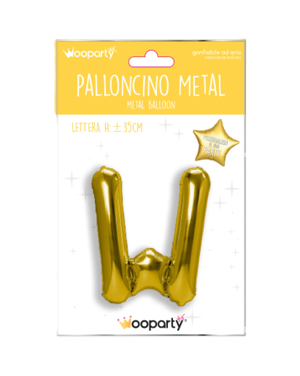 Palloncino lettera W oro metal 35cm