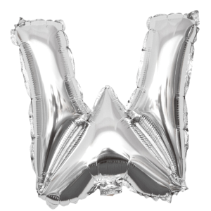 Palloncino lettera w argento metal 35cm