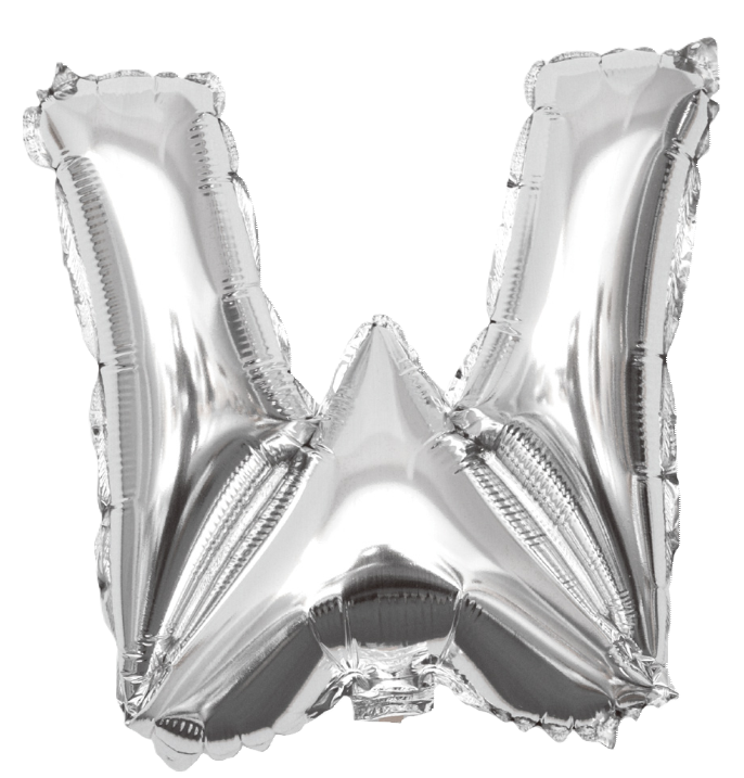 Palloncino lettera W argento metal 35cm