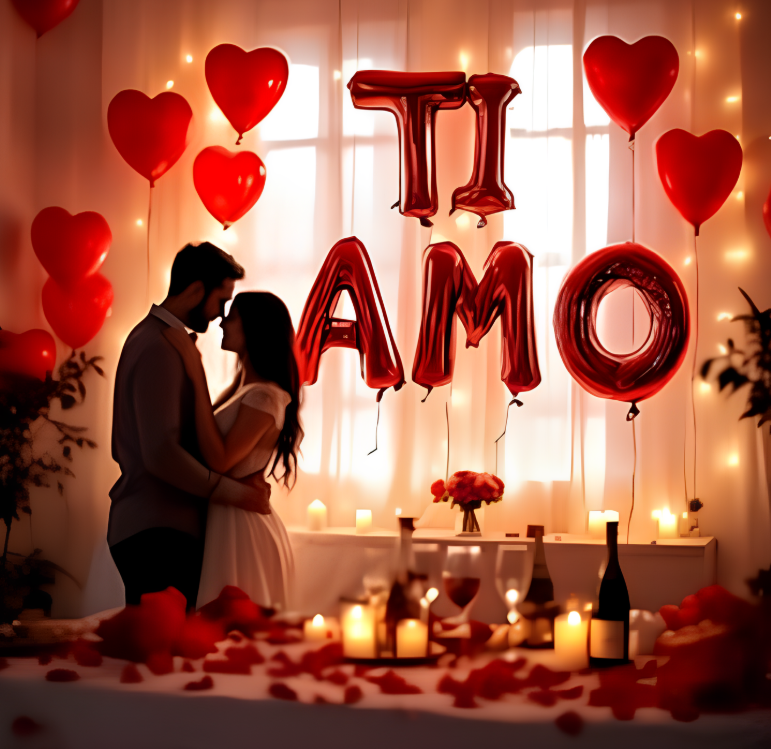 Set palloncini metal Ti amo rosso 35cm