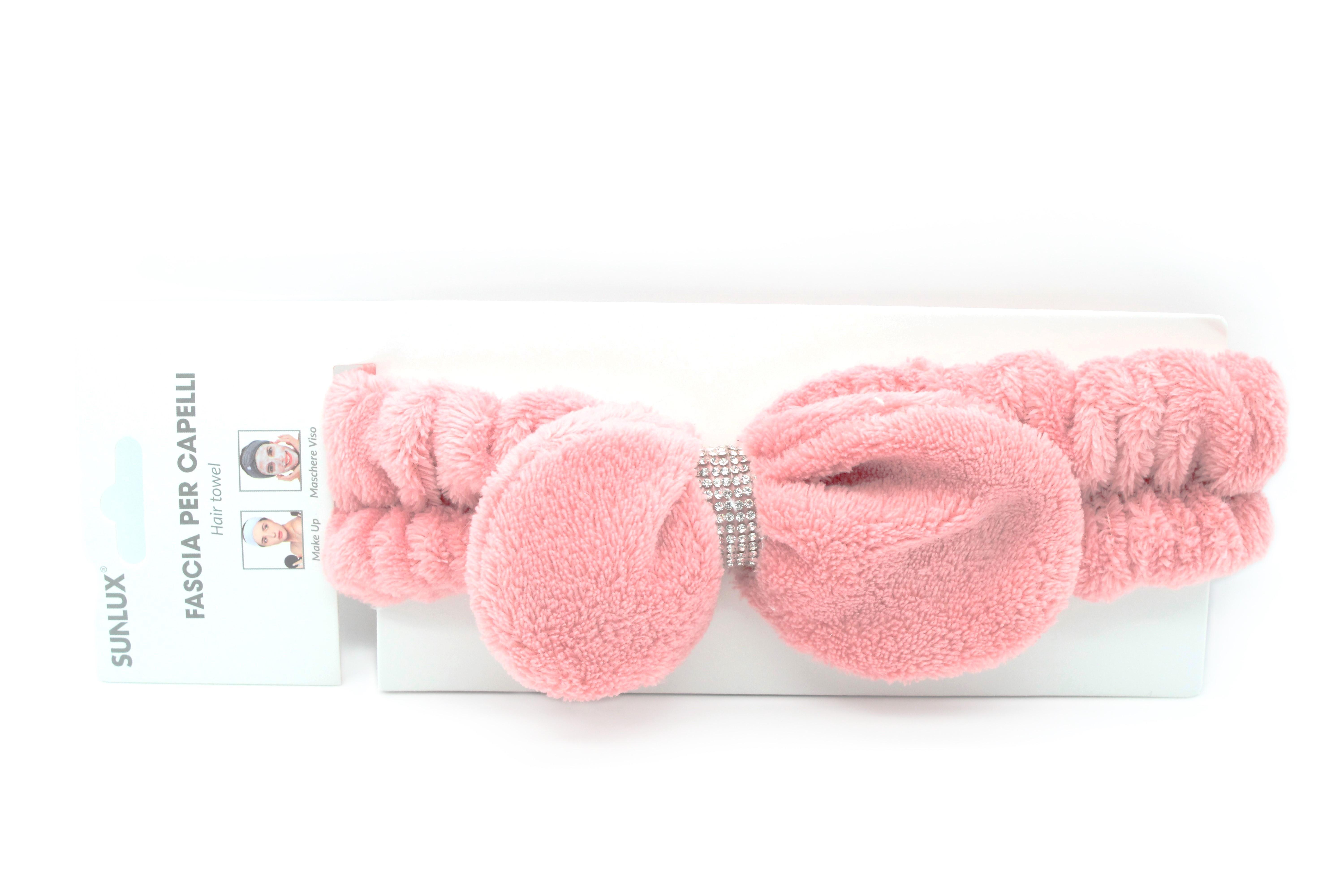Fascia per capelli con strass rosa antico