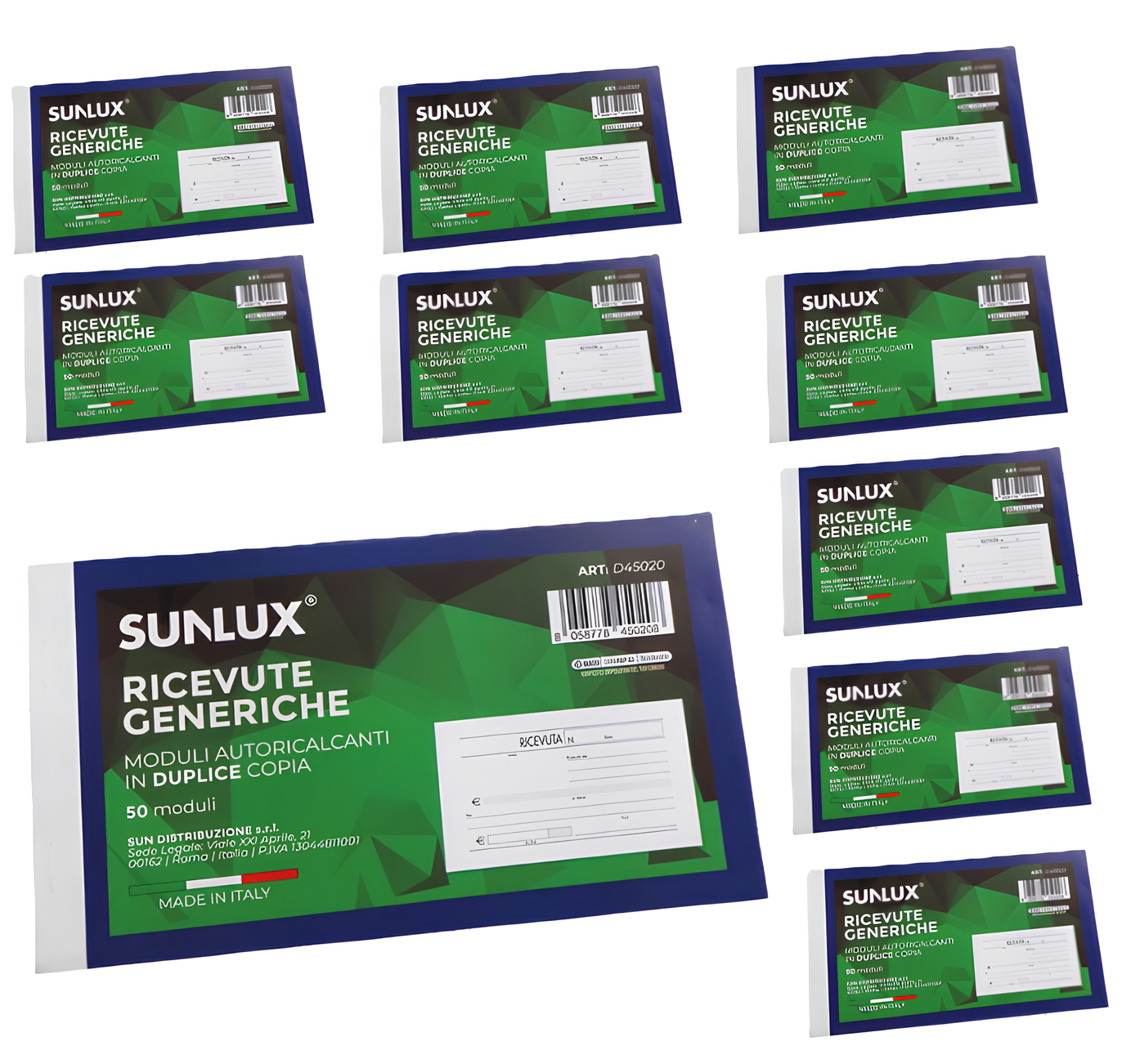 Blocco ricevute generiche 10pz x 50 moduli Sunlux duplice copia