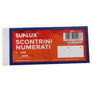 Blocco scontrini  numerati 1-100 25pz. f.to 6x13 cm
