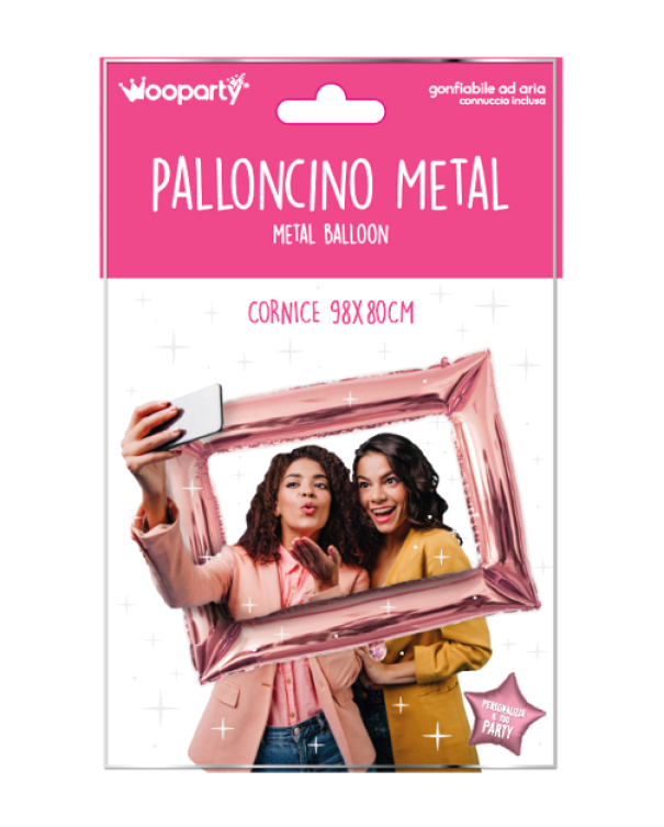 Palloncino cornice selfie Rosa Gold metal 98x80 cm