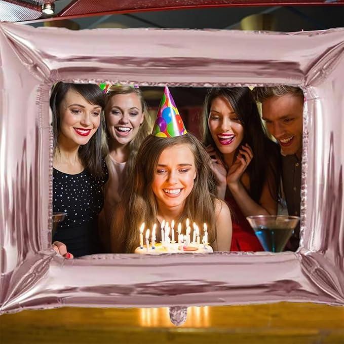 Palloncino cornice selfie Rosa Gold metal 98x80 cm