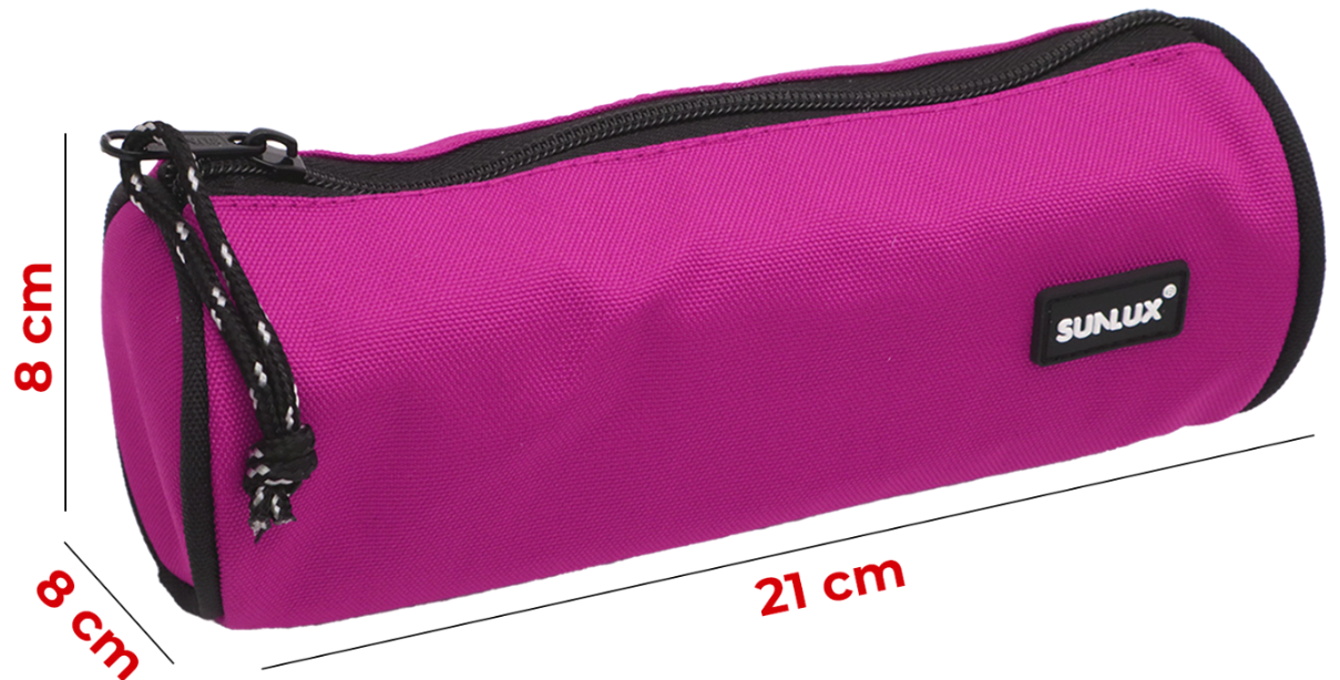 Astuccio Sunlux Fucsia 21x9x9 cm u2013 1 Scomparto con Zip per Scuola e Ufficio