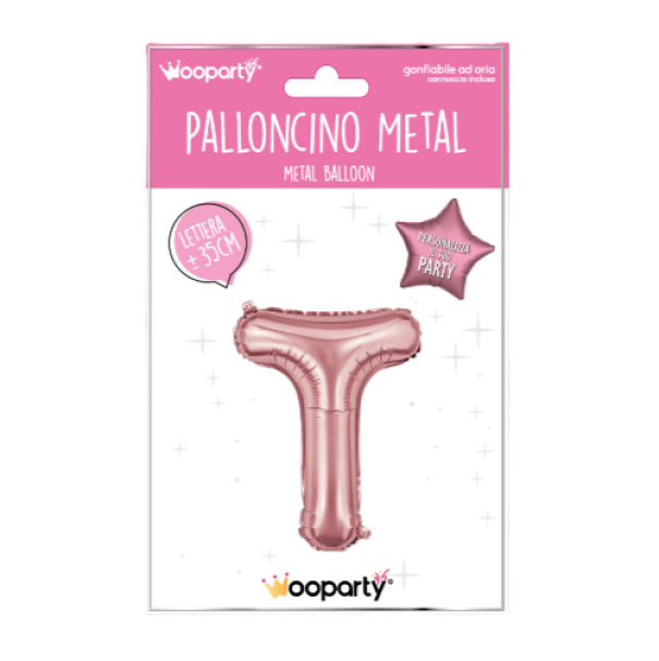 Palloncino lettera T Oro Rosa metal 35cm