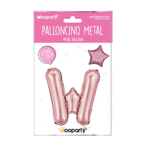 Palloncino lettera W Oro Rosa metal 35cm